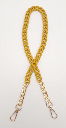 Renkli Metal 60 cm Kancalı Zincir Hardal Sarı