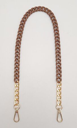 Renkli Metal 60 cm Kancalı Zincir Taba