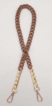 Renkli Metal 60 cm Kancalı Zincir Taba