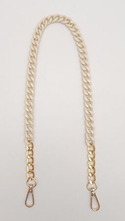 Renkli Metal 60 cm Kancalı Zincir Krem