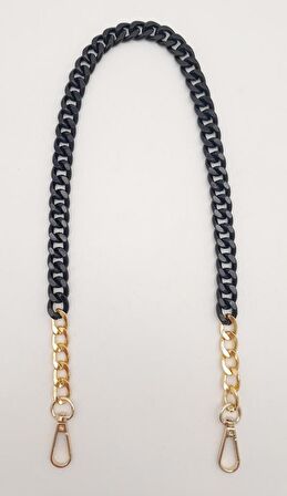 Renkli Metal 60 cm Kancalı Zincir Siyah
