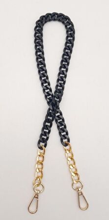 Renkli Metal 60 cm Kancalı Zincir Siyah