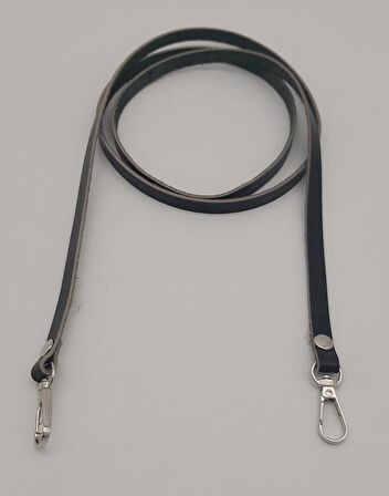 Gerçek Deri Spagetti Model Siyah Gümüş Metal Çanta Sapı