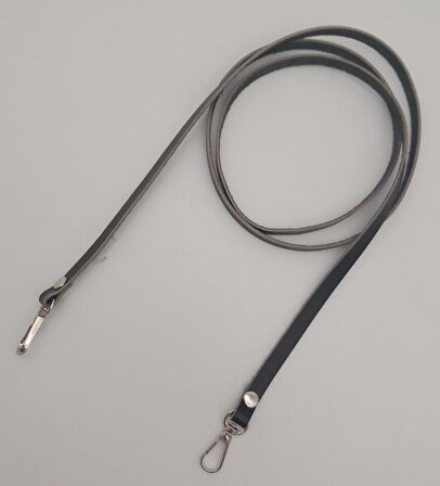 Gerçek Deri Spagetti Model Siyah Gümüş Metal Çanta Sapı