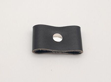 Siyah Gerçek Deri Büzgülük Gümüş Metalli