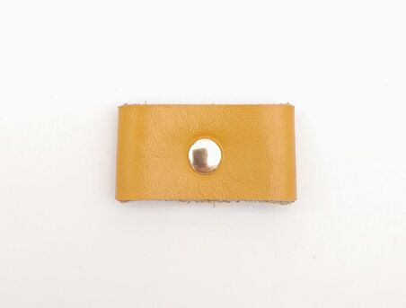 Hardal Renk Gerçek Deri Büzgülük Light Gold Metalli