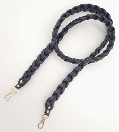 135 cm Örgü Model Lacivert Renk Suni Deri Çanta Sapı Light Gold Metalli