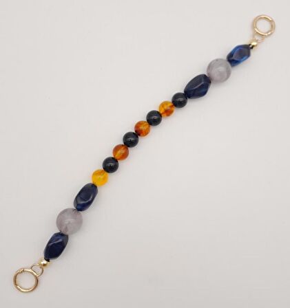 35 cm Yaylı Halkalı Renkli İncili Akrilik Zincir No: 2 Light Gold Metalli