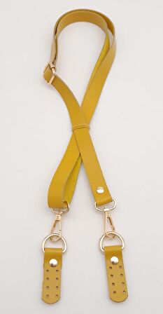 Gerçek Deri Limon Küfü Renk 2x130 cm Sürgütlü Ayarlanabilir Çanta Sapı Light Gold Metalli