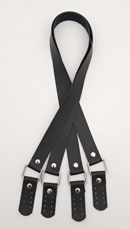 Karedört Model Suni Deri Siyah Renk Çanta Sapı Gümüş Metal