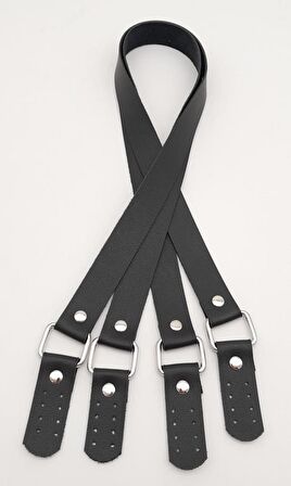 Karedört Model Suni Deri Siyah Renk Çanta Sapı Gümüş Metal