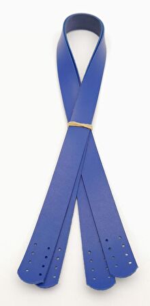 70x2.4 cm Tek Kat Suni Deri Mavi Renk Çift Sap