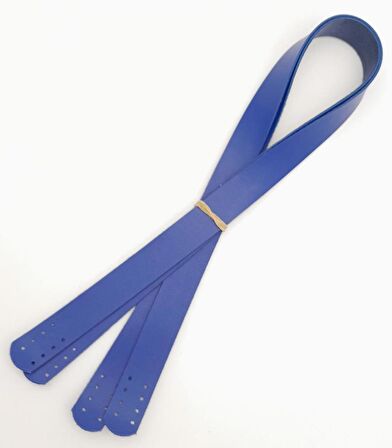 70x2.4 cm Tek Kat Suni Deri Mavi Renk Çift Sap