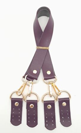 Suni Deri 55 Cm Misu Model Çift Sap Mor Renk Light Gold Metal