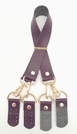 Suni Deri 55 Cm Misu Model Çift Sap Mor Renk Light Gold Metal