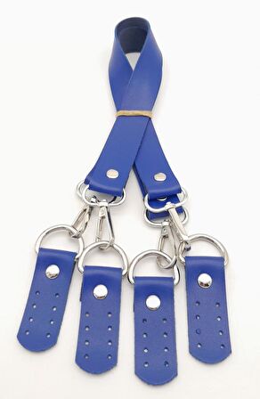 Suni Deri 55 Cm Misu Model Çift Sap Mavi Renk Gümüş Metal