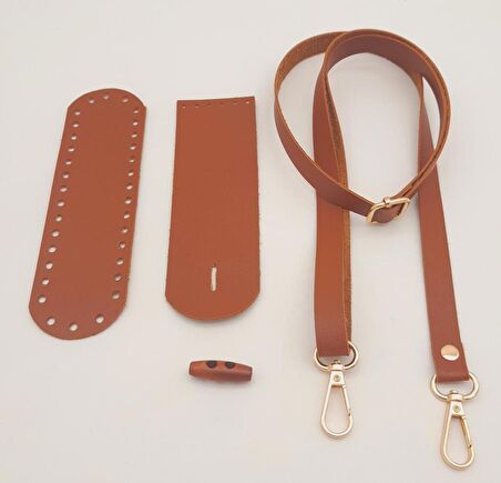 Suni Deri Ahşap Düğmeli Mini Bag Cep Telefonu Seti Taba Renk Light Gold Metalli