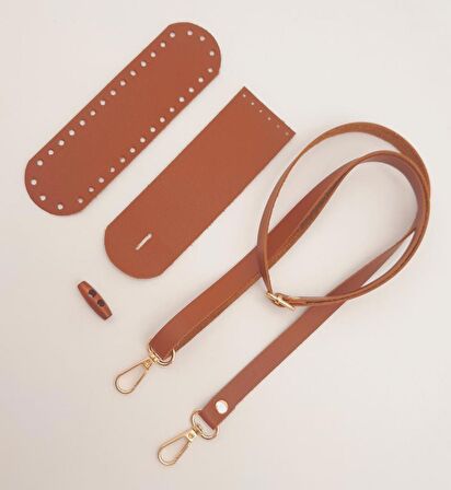 Suni Deri Ahşap Düğmeli Mini Bag Cep Telefonu Seti Taba Renk Light Gold Metalli