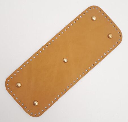 Gerçek Deri Açık Taba 30x12 cm Dikdörtgen Light Gold Metalli Çanta Tabanı