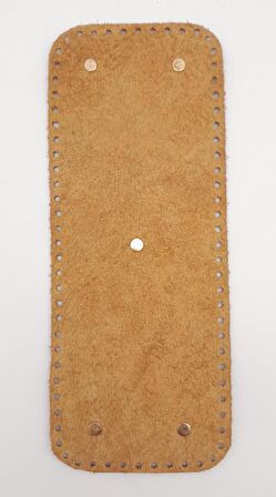 Gerçek Deri Açık Taba 30x12 cm Dikdörtgen Light Gold Metalli Çanta Tabanı