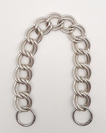 38 cm Çift Halkalı Gümüş Renk Zincir