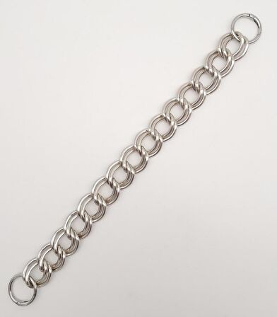 38 cm Çift Halkalı Gümüş Renk Zincir