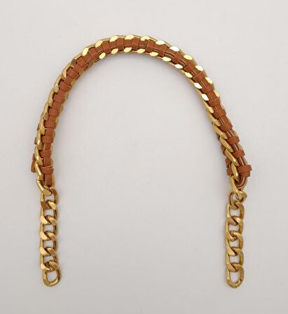 40 cm Derili Zincir Taba Renk Açık Antik Metalli