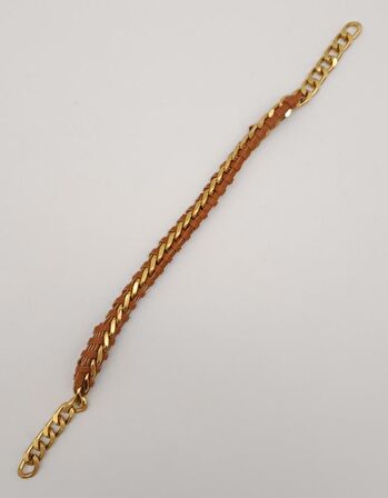 40 cm Derili Zincir Taba Renk Açık Antik Metalli