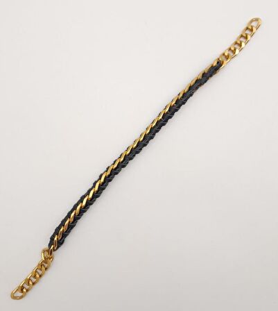 40 cm Derili Zincir Siyah Renk Açık Antik Metalli