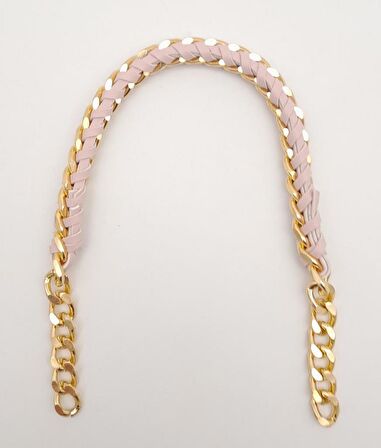 40 cm Derili Zincir Pudra Renk Light Gold Metalli