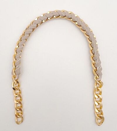 40 cm Derili Zincir Bej Renk Light Gold Metalli