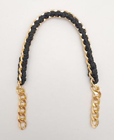 40 cm Derili Zincir Siyah Renk Light Gold Metalli