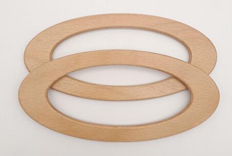Oval Model 9x19.5 cm Açık Ahşap Renk Ahşap Çanta Sapı