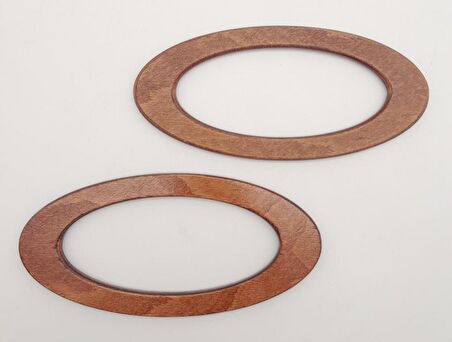 Oval Model 9x19.5 cm Koyu Ahşap Renk Ahşap Çanta Sapı