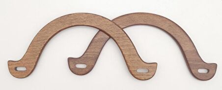 U Model 10x22 cm Koyu Ahşap Renk Ahşap Çanta Sapı