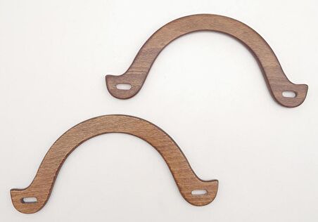 U Model 10x22 cm Koyu Ahşap Renk Ahşap Çanta Sapı