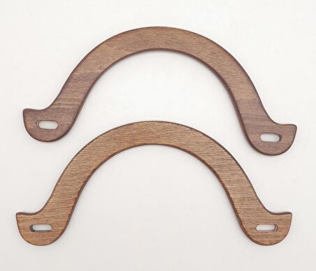 U Model 10x22 cm Koyu Ahşap Renk Ahşap Çanta Sapı