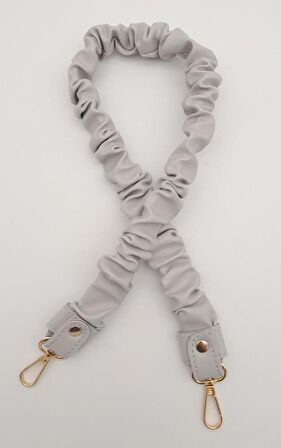 70 cm Büzgü Model Suni Deri Açık Gri Renk Çanta Sapı Light Gold Metalli