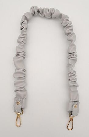 70 cm Büzgü Model Suni Deri Açık Gri Renk Çanta Sapı Light Gold Metalli