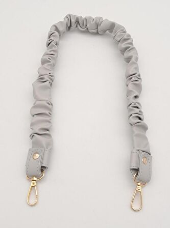 70 cm Büzgü Model Suni Deri Açık Gri Renk Çanta Sapı Light Gold Metalli