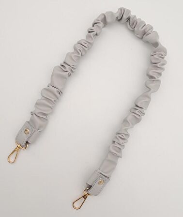 70 cm Büzgü Model Suni Deri Açık Gri Renk Çanta Sapı Light Gold Metalli