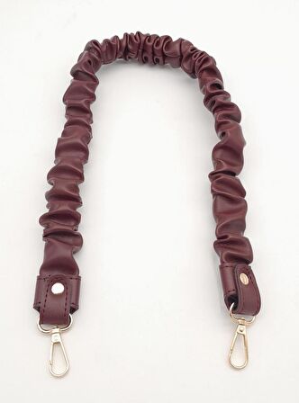 70 cm Büzgü Model Suni Deri Bordo Renk Çanta Sapı Light Gold Metalli
