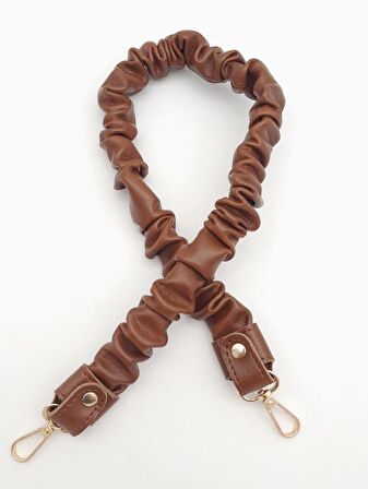 70 cm Büzgü Model Suni Deri Taba Renk Çanta Sapı Light Gold Metalli