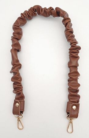 70 cm Büzgü Model Suni Deri Taba Renk Çanta Sapı Light Gold Metalli