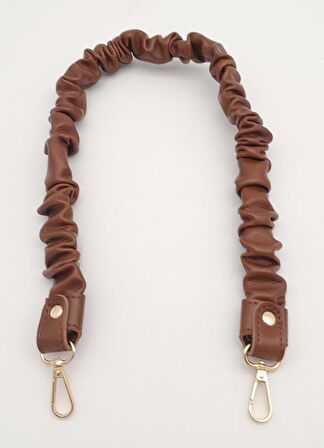 70 cm Büzgü Model Suni Deri Taba Renk Çanta Sapı Light Gold Metalli