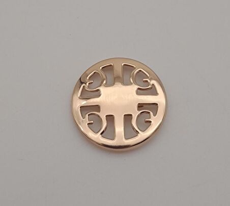 3 cm Yuvarlak Model Desenli Light Gold Plaka Süs