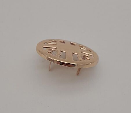 3 cm Yuvarlak Model Desenli Light Gold Plaka Süs