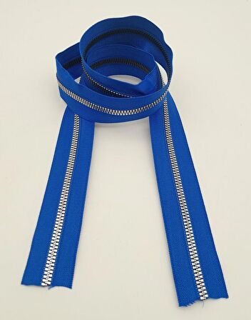 Ortası Gümüş Fermuar 100 cm Saks Mavi Renk
