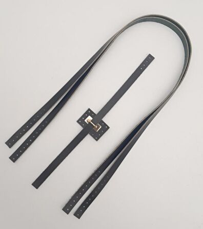 Gerçek Deri Köprü Kilitli Çanta Seti Siyah Renk Light Gold Metalli