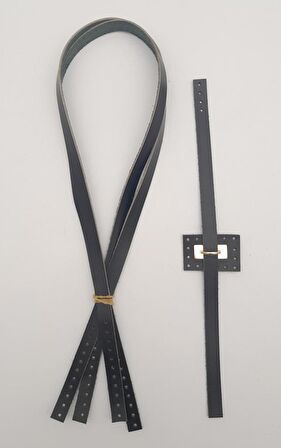 Gerçek Deri Köprü Kilitli Çanta Seti Siyah Renk Light Gold Metalli